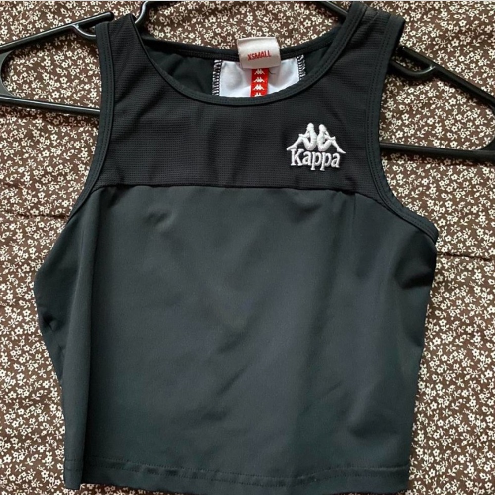 Black kappa cropped tank